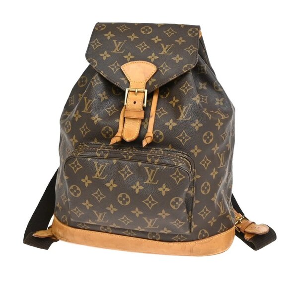 LOUIS VUITTON Montsouris GM Backpack Bag Monogram Leather Brown - Picture 1 of 16
